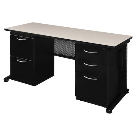 Fusion Fusion Double Pedestal Desks, 24 D X 29 H, 60 W X Wood, Metal MDP6024PL